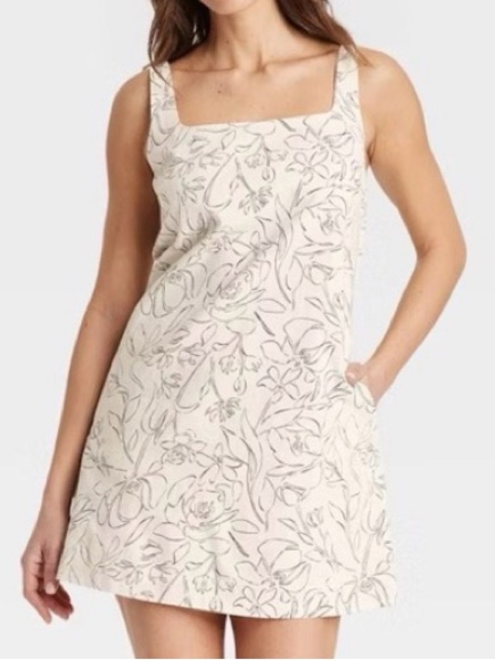 A New Day Cream Floral Print Linen Dress